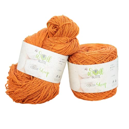 Wollblüte/Strickwolle aus deutscher Schafwolle/zum stricken und häkeln/Naturwolle in 11 Farben/Wolle aus Detschland (Knäuel Orange) von Wollblüte