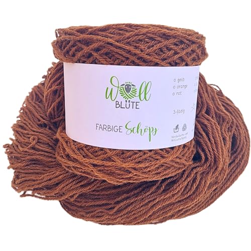 Wollblüte Braune Wolle/Schafwolle zum stricken/mulesingfreie Wolle/Strickwolle / 100g (Braun) von Wollblüte