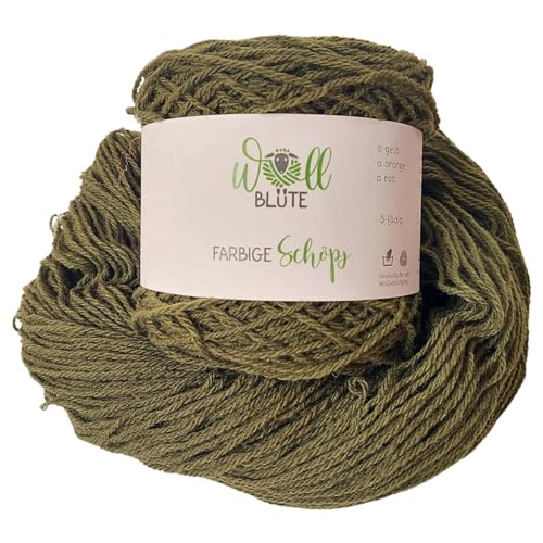 Wollblüte Grüne Wolle/Schafwolle zum stricken/mulesingfreie Wolle/Strickwolle / 100g (Dunkelgrün) von Wollblüte