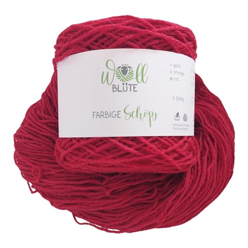 Wollblüte Rote Wolle/Schafwolle zum stricken/mulesingfreie Wolle/Strickwolle Bio / 100g (Rot) von Wollblüte