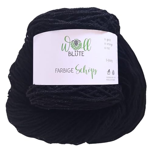 Wollblüte Wolle vom Schaf/Schafwolle zum stricken/mulesingfreie Wolle/Strickwolle / 100g (Schwarz) von Wollblüte