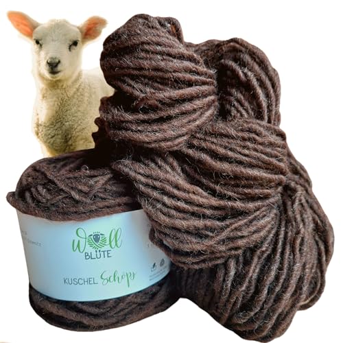 Wollblüte Wollgarn Braun/dicke Wolle zum stricke & häkeln/Strickfilzwolle/Bio Wolle 100g Knäuel (Braun) von Wollblüte