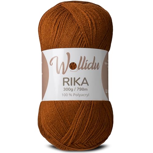 Wollidu Rika Garn zum Häkeln und Stricken 300g / 798m Strickgarn 100% Polyacryl Häkelgarn Fuchs Braun von Wollidu