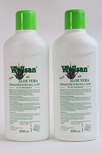 Wollsan Feinwaschmittel mit Aloe Vera für Wolle und Feines, Matratzenreinigung, 2 Flaschen a 1000ml im Set von Wollsan