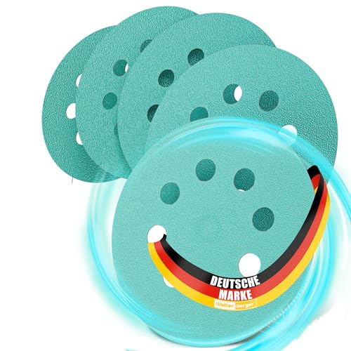 Woltersberger® Exzenter Schleifscheiben Ø 125mm | 8 Loch in grün | Schleifpapier für optimales schleifen, vielseitig einsetzbar (100ter SET, 10x P60 P80 P120 P180 P240 P400 P800 P1000 P1500 P2000) von Woltersberger