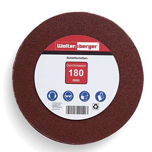 Woltersberger® 10 Stück Exzenter Schleifscheiben Ø 180mm | Körnung P120 | ohne Loch in rot | Schleifpapier für optimales schleifen, vielseitig einsetzbar von Woltersberger