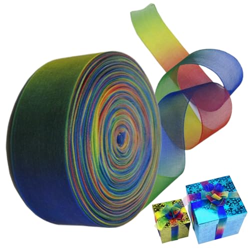 Buntes Band, 100 yd Länge Regenbogenbänder für Geschenkverpackung, lustiges DIY -Verpackungsband, wiederverwendbares Paketband für Backhandwerk -Party -Dekorationen, Paketband, Bänder für Geschenkver von Womsclo