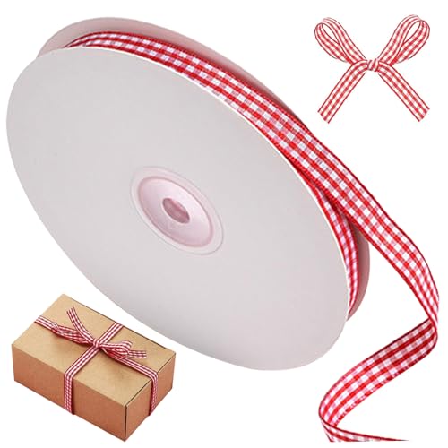 Red Gingham Ribbon, 0,4 Zoll x 49 Yards Gingham Ribbon, lustiges DIY -Plaidband, wiederverwendbares Band für Geschenkverpackung, ideal zum Backen von Handwerkspartydekorationen, Plaidband, Gingham Ri von Womsclo