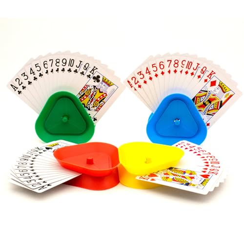 Womsclo 4PCS -Kartenhalter zum Spielen von Karten Plastikdreieck -Form -Kartenhalter, praktischer Kinderkartenhalter für Kartenspiele Pokerpartys Kartennächte Kartenhalter für Spielkarten von Womsclo