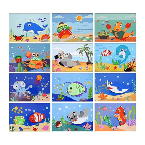 Womsclo DIY Kids handgefertigte Aufkleber Eva Foam Animal Sticker Lernspielzeug für Kinder Partyspiele 12pcs, Aufkleber Spielzeug für Kinder von Womsclo