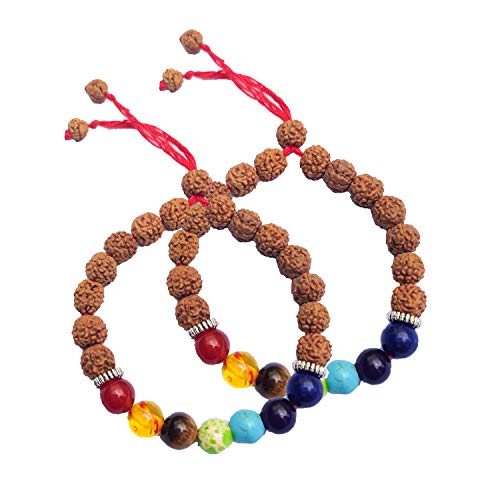 Wonder Care- Chakra Armbänder Buddha Echte Rudraksha Perlen Armband Lava Armbänder Rudraksha Armband (2 pro Packung) von Wonder Care