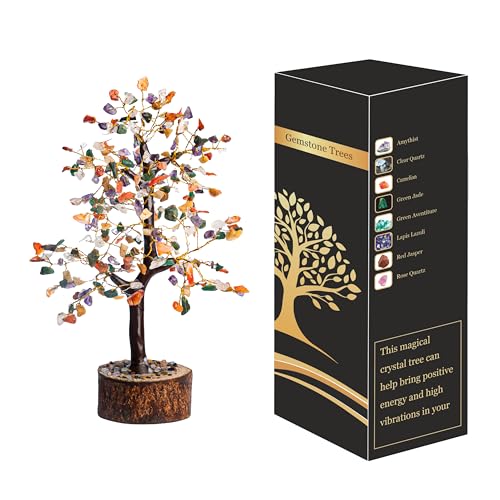 Wonder Care Edelstein Multikristall spirituelle Bäume für das Leben Kristallbaum für Geld Bonsai-Baum Feng Shui spirituelle Schreibtischdekoration – Multi Kristallbaum (300 Perlen) von Wonder Care