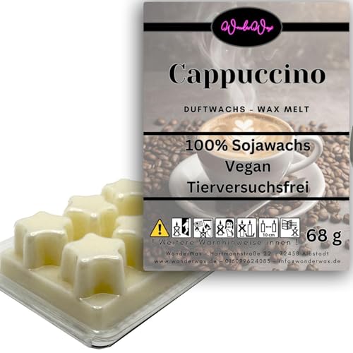 WonderWax Duftwachs Wax Melts für Duftlampe, 6 Sterne Duftmelt Wachsmelt Sojawachs Duftwachswürfel für Raumdüfte, Wachs mit Duftöl Indoor Melts Duftwachs für Aromalampe Cappuccino von WonderWax