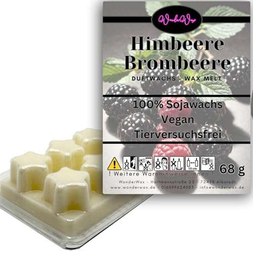 WonderWax Duftwachs Wax Melts für Duftlampe, 6 Sterne Duftmelt Wachsmelt Sojawachs Duftwachswürfel für Raumdüfte, Wachs mit Duftöl Indoor Melts Duftwachs für Aromalampe Himbeeren & Brombeeren von WonderWax