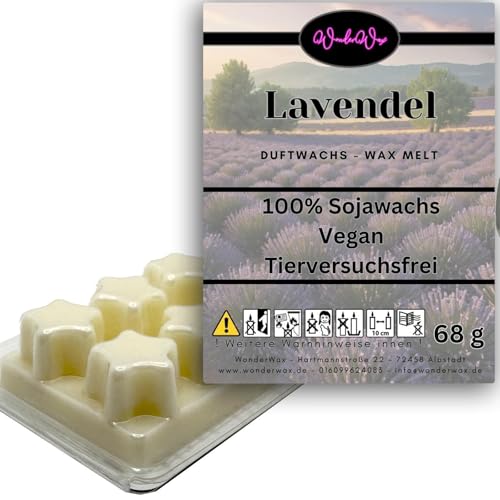 WonderWax Duftwachs Wax Melts für Duftlampe, 6 Sterne Duftmelt Wachsmelt Sojawachs Duftwachswürfel für Raumdüfte, Wachs mit Duftöl Indoor Melts Duftwachs für Aromalampe Lavendel von WonderWax