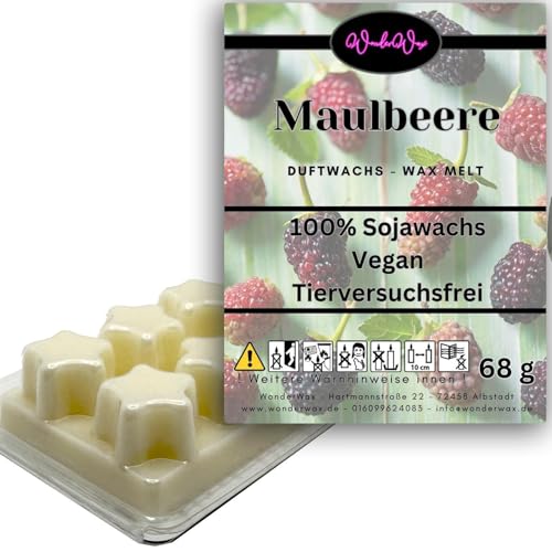 WonderWax Duftwachs Wax Melts für Duftlampe, 6 Sterne Duftmelt Wachsmelt Sojawachs Duftwachswürfel für Raumdüfte, Wachs mit Duftöl Indoor Melts Duftwachs für Aromalampe Maulbeere von WonderWax