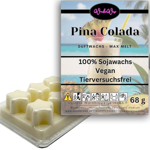 WonderWax Duftwachs Wax Melts für Duftlampe, 6 Sterne Duftmelt Wachsmelt Sojawachs Duftwachswürfel für Raumdüfte, Wachs mit Duftöl Indoor Melts Duftwachs für Aromalampe Pina Colada von WonderWax