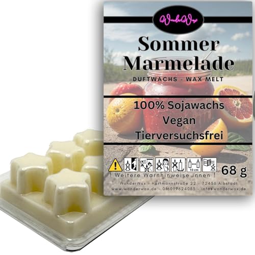 WonderWax Duftwachs Wax Melts für Duftlampe, 6 Sterne Duftmelt Wachsmelt Sojawachs Duftwachswürfel für Raumdüfte, Wachs mit Duftöl Indoor Melts Duftwachs für Aromalampe Sommer Marmelade von WonderWax