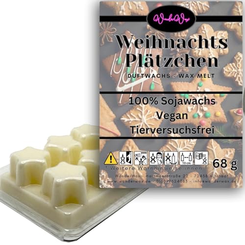 WonderWax Duftwachs Wax Melts für Duftlampe, 6 Sterne Duftmelt Wachsmelt Sojawachs Duftwachswürfel für Raumdüfte, Wachs mit Duftöl Indoor Melts Duftwachs für Aromalampe Weihnachtsplätzchen von WonderWax