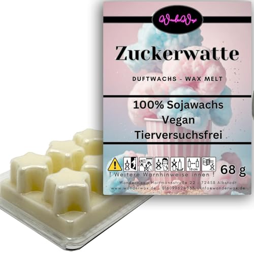 WonderWax Duftwachs Wax Melts für Duftlampe, 6 Sterne Duftmelt Wachsmelt Sojawachs Duftwachswürfel für Raumdüfte, Wachs mit Duftöl Indoor Melts Duftwachs für Aromalampe Zuckerwatte von WonderWax