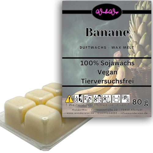 WonderWax Duftwachs Wax Melts für Duftlampe, 6 Würfel Duftmelt Wachsmelt Sojawachs Duftwachswürfel für Raumdüfte, Wachs mit Duftöl Indoor Melts Duftwachs für Aromalampe Banane von WonderWax