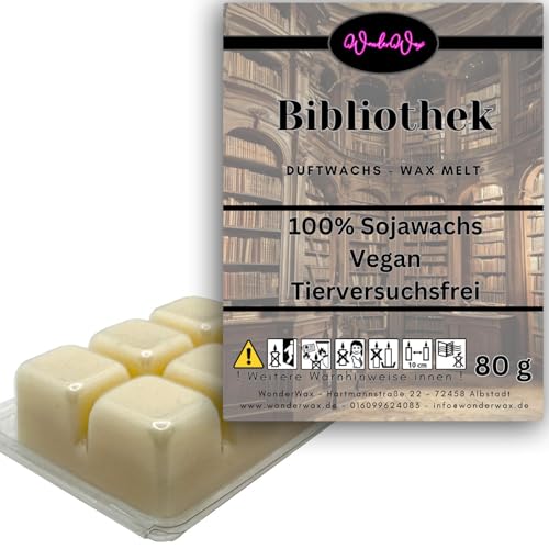 WonderWax Duftwachs Wax Melts für Duftlampe, 6 Würfel Duftmelt Wachsmelt Sojawachs Duftwachswürfel für Raumdüfte, Wachs mit Duftöl Indoor Melts Duftwachs für Aromalampe Bibliothek von WonderWax