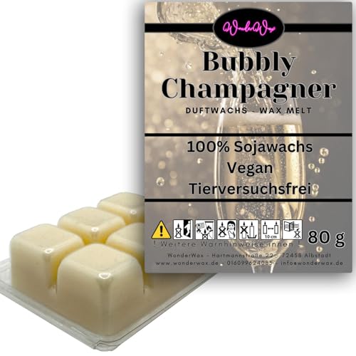 WonderWax Duftwachs Wax Melts für Duftlampe, 6 Würfel Duftmelt Wachsmelt Sojawachs Duftwachswürfel für Raumdüfte, Wachs mit Duftöl Indoor Melts Duftwachs für Aromalampe Bubbly Champagne von WonderWax