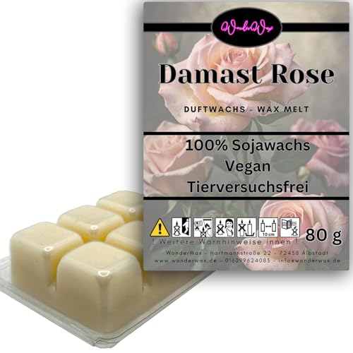 WonderWax Duftwachs Wax Melts für Duftlampe, 6 Würfel Duftmelt Wachsmelt Sojawachs Duftwachswürfel für Raumdüfte, Wachs mit Duftöl Indoor Melts Duftwachs für Aromalampe Damastrose von WonderWax