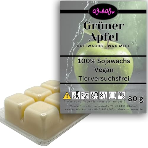 WonderWax Duftwachs Wax Melts für Duftlampe, 6 Würfel Duftmelt Wachsmelt Sojawachs Duftwachswürfel für Raumdüfte, Wachs mit Duftöl Indoor Melts Duftwachs für Aromalampe Grüner Apfel von WonderWax