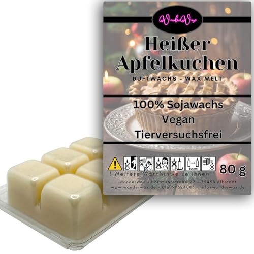 WonderWax Duftwachs Wax Melts für Duftlampe, 6 Würfel Duftmelt Wachsmelt Sojawachs Duftwachswürfel für Raumdüfte, Wachs mit Duftöl Indoor Melts Duftwachs für Aromalampe Heißer Apfelkuchen von WonderWax