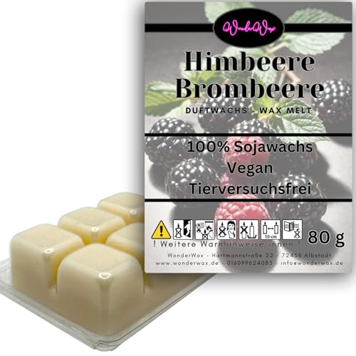 WonderWax Duftwachs Wax Melts für Duftlampe, 6 Würfel Duftmelt Wachsmelt Sojawachs Duftwachswürfel für Raumdüfte, Wachs mit Duftöl Indoor Melts Duftwachs für Aromalampe Himbeeren & Brombeeren von WonderWax