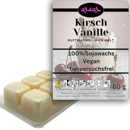 WonderWax Duftwachs Wax Melts für Duftlampe, 6 Würfel Duftmelt Wachsmelt Sojawachs Duftwachswürfel für Raumdüfte, Wachs mit Duftöl Indoor Melts Duftwachs für Aromalampe Kirsch Vanille von WonderWax