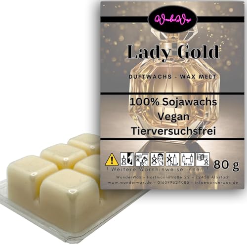 WonderWax Duftwachs Wax Melts für Duftlampe, 6 Würfel Duftmelt Wachsmelt Sojawachs Duftwachswürfel für Raumdüfte, Wachs mit Duftöl Indoor Melts Duftwachs für Aromalampe Lady Gold von WonderWax