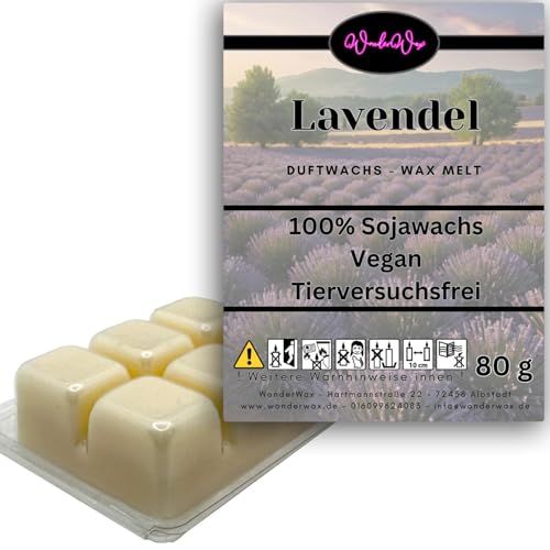 WonderWax Duftwachs Wax Melts für Duftlampe, 6 Würfel Duftmelt Wachsmelt Sojawachs Duftwachswürfel für Raumdüfte, Wachs mit Duftöl Indoor Melts Duftwachs für Aromalampe Lavendel von WonderWax