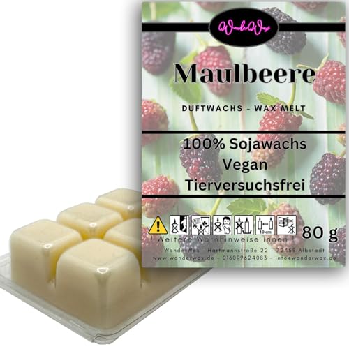 WonderWax Duftwachs Wax Melts für Duftlampe, 6 Würfel Duftmelt Wachsmelt Sojawachs Duftwachswürfel für Raumdüfte, Wachs mit Duftöl Indoor Melts Duftwachs für Aromalampe Maulbeere von WonderWax