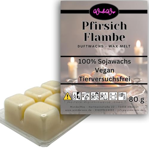 WonderWax Duftwachs Wax Melts für Duftlampe, 6 Würfel Duftmelt Wachsmelt Sojawachs Duftwachswürfel für Raumdüfte, Wachs mit Duftöl Indoor Melts Duftwachs für Aromalampe Pfirsichflambe von WonderWax