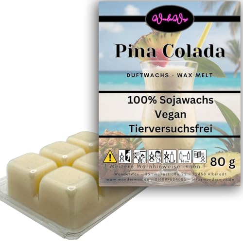 WonderWax Duftwachs Wax Melts für Duftlampe, 6 Würfel Duftmelt Wachsmelt Sojawachs Duftwachswürfel für Raumdüfte, Wachs mit Duftöl Indoor Melts Duftwachs für Aromalampe Pina Colada von WonderWax