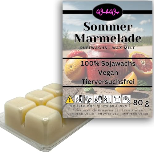 WonderWax Duftwachs Wax Melts für Duftlampe, 6 Würfel Duftmelt Wachsmelt Sojawachs Duftwachswürfel für Raumdüfte, Wachs mit Duftöl Indoor Melts Duftwachs für Aromalampe Sommer Marmelade von WonderWax