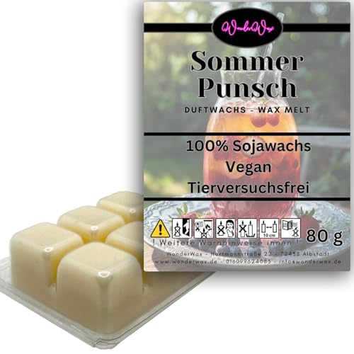 WonderWax Duftwachs Wax Melts für Duftlampe, 6 Würfel Duftmelt Wachsmelt Sojawachs Duftwachswürfel für Raumdüfte, Wachs mit Duftöl Indoor Melts Duftwachs für Aromalampe Sommerpunsch von WonderWax