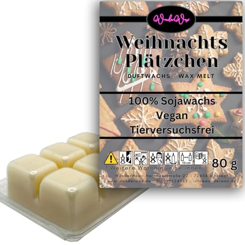 WonderWax Duftwachs Wax Melts für Duftlampe, 6 Würfel Duftmelt Wachsmelt Sojawachs Duftwachswürfel für Raumdüfte, Wachs mit Duftöl Indoor Melts Duftwachs für Aromalampe Weihnachtsplätzchen von WonderWax