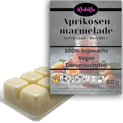 WonderWax Duftwachs Wax Melts für Duftlampe, 6 Würfel Duftmelt Wachsmelt Sojawachs Duftwachswürfel für Raumdüfte, Wachs mit Duftöl Indoor Melts Duftwachs für Aromalampe Würzige Aprikosenmarmelade von WonderWax