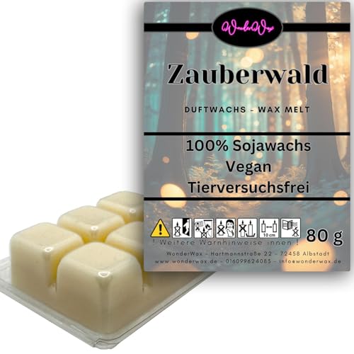 WonderWax Duftwachs Wax Melts für Duftlampe, 6 Würfel Duftmelt Wachsmelt Sojawachs Duftwachswürfel für Raumdüfte, Wachs mit Duftöl Indoor Melts Duftwachs für Aromalampe Zauberwald von WonderWax