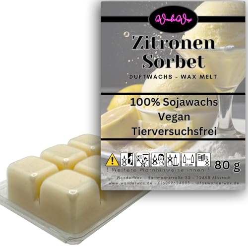 WonderWax Duftwachs Wax Melts für Duftlampe, 6 Würfel Duftmelt Wachsmelt Sojawachs Duftwachswürfel für Raumdüfte, Wachs mit Duftöl Indoor Melts Duftwachs für Aromalampe Zitronensorbet von WonderWax