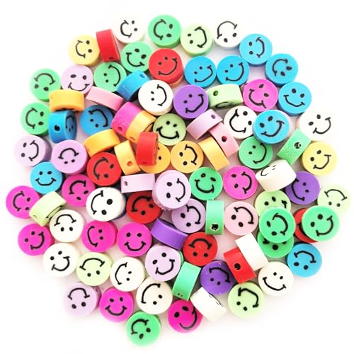 100 Stück Smiley-Perlen aus Polymer-Ton für Armbänder, niedliche Abstandshalter, DIY-Zubehör für Schmuck, Ohrringe, Bastelarbeiten von WonderYi