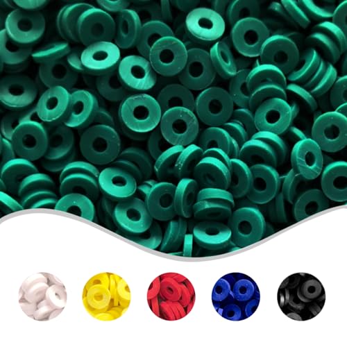 4000 Stück grüne Tonperlen für Armbänder, 6 mm, Polymer-Heishi-Perlen, flache Abstandshalter für DIY-Schmuck, Ohrringe, Bastelarbeiten von WonderYi