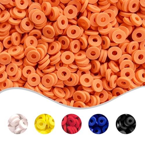 4000 Stück orangefarbene Tonperlen zur Herstellung von Armbändern, 6 mm, Heishi, rund, flach, Lehm-Abstandshalter, Polymerperlen für DIY-Schmuck, Ohrringe, Bastelarbeiten von WonderYi