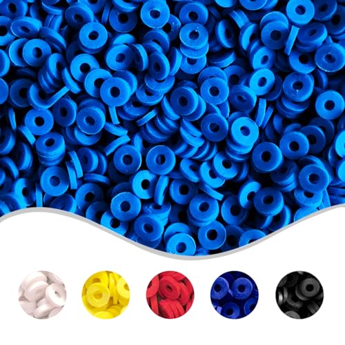 Blaue Tonperlen für Armbänder, 6 mm, Polymer-Heishi-Perlen, flache Abstandshalter für DIY-Schmuck, Basteln, 4000 Stück von WonderYi