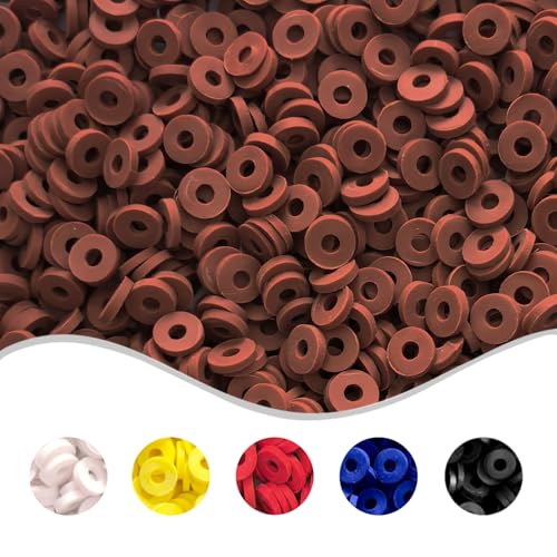 Braune Tonperlen zur Herstellung von Armbändern, 6 mm, Polymer-Heishi-Perlen, flache Abstandshalter für DIY-Schmuck, Ohrringe, Basteln, 4000 Stück von WonderYi