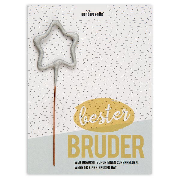 Dankeskarte mit Wunderkerze, Bester Bruder, 11,5cm x 8,5cm von Wondercandle