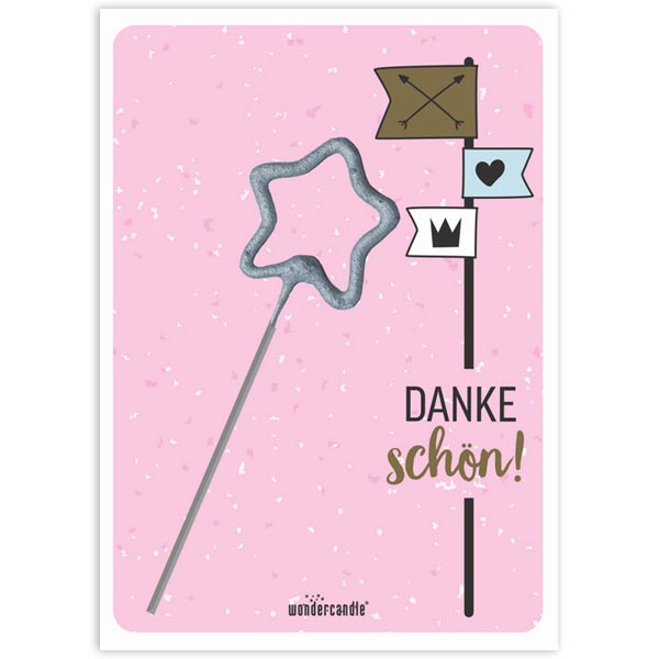 Dankeskarte mit Wunderkerze, Danke schön!, 11,5cm x 8,5cm von Wondercandle